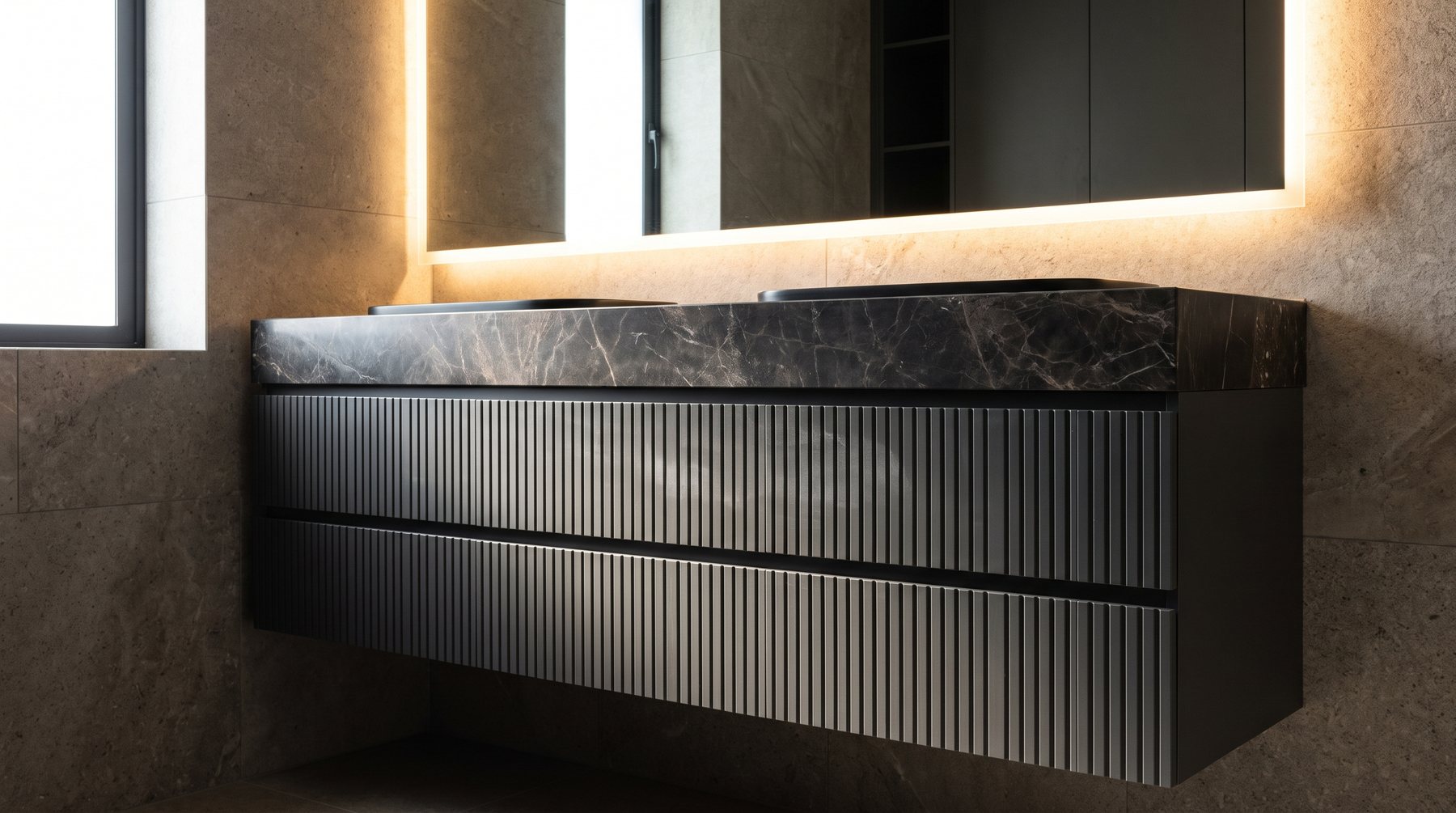 CMZ Mobilya — Derzli Antrasit Banyo Dolabı