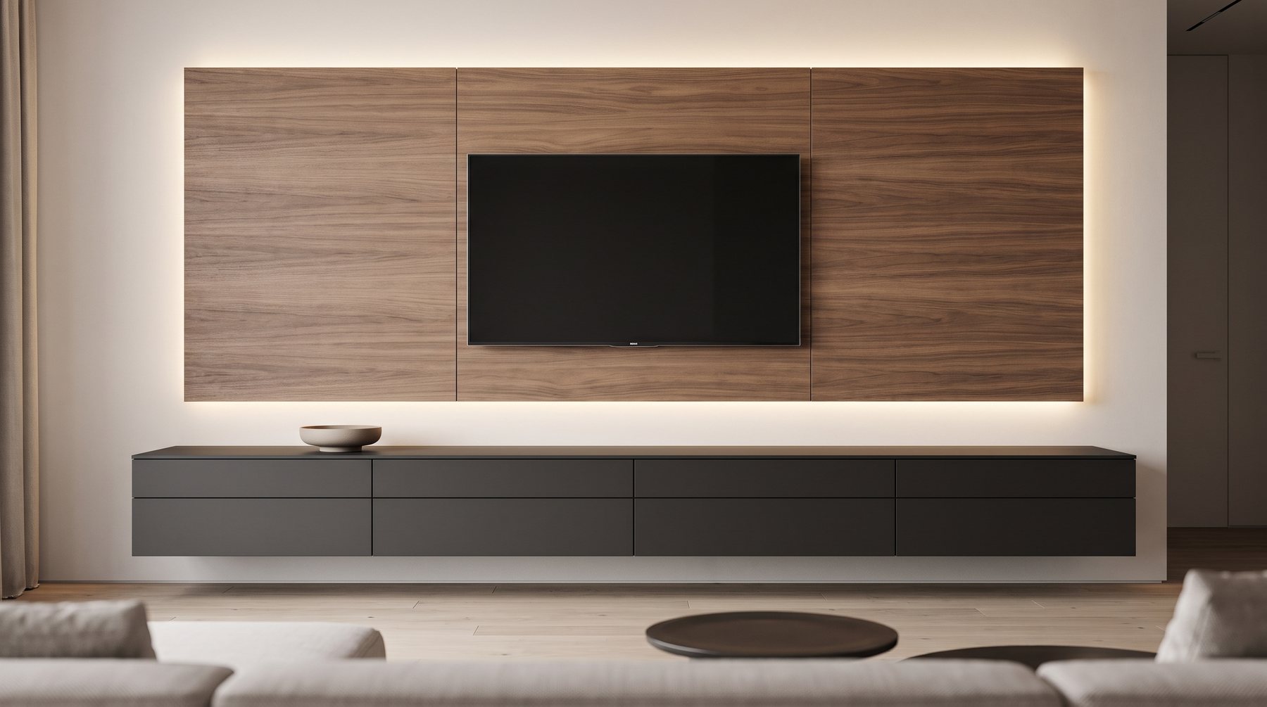 CMZ Mobilya — Ahşap Panel TV Duvarı